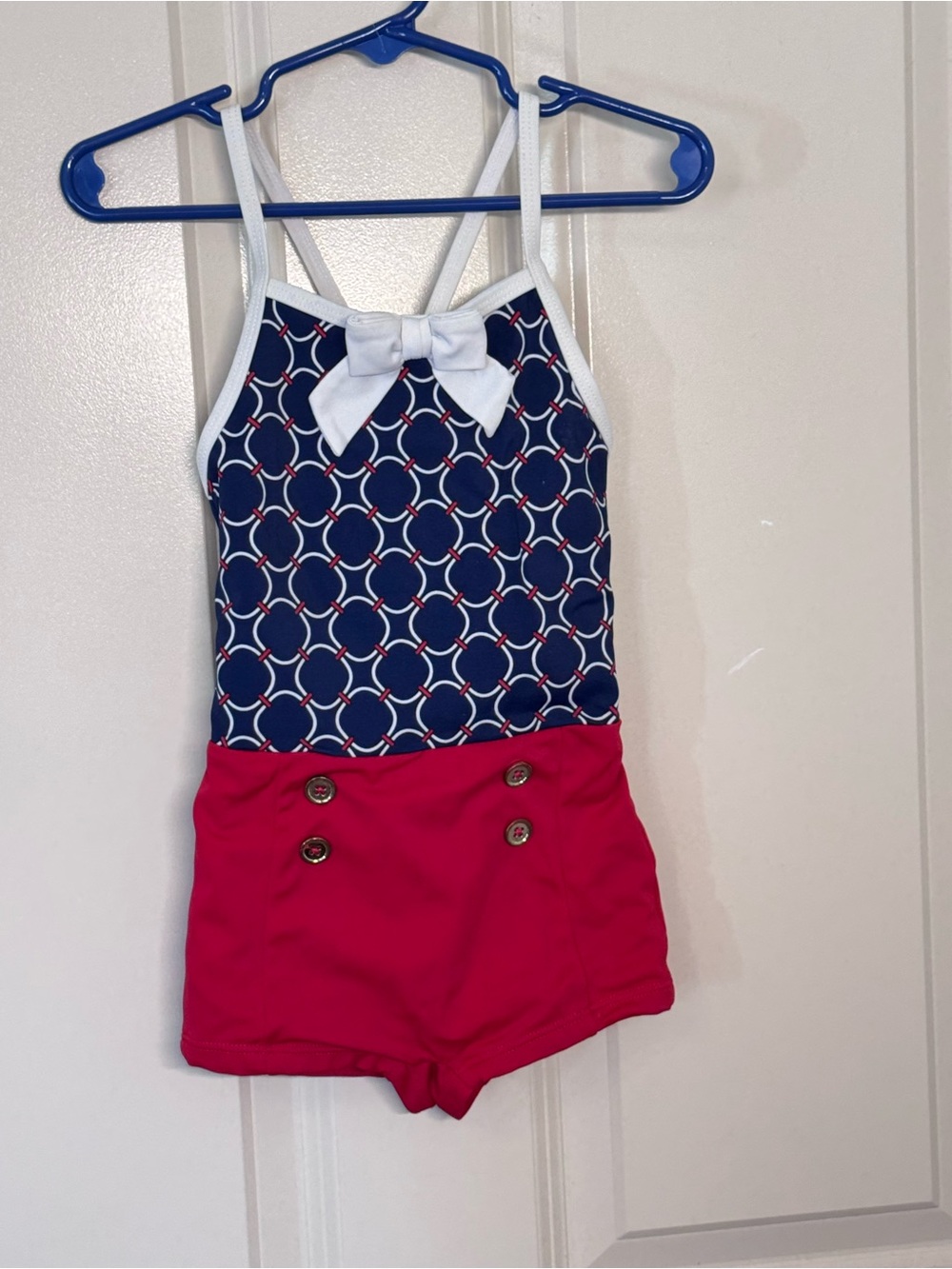 Janie and Jack Navy Patterned & Red Sailor One-Piece